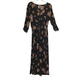 American Rag Black Floral Hi Low Dress Size Large Sexy Boho Western Prairie Cute